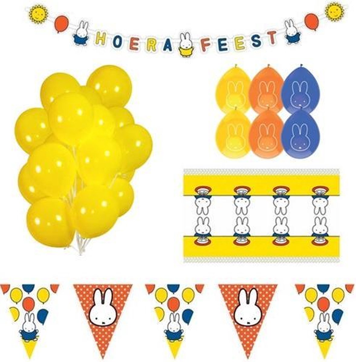 Nijntje Verjaardag Set! | Dick Bruna | Nijntje | Verjaardag | Kinderen | Decoratie | Versiering | Tafelkleed | Slingers | Ballonnen | Baby | Nijntje party